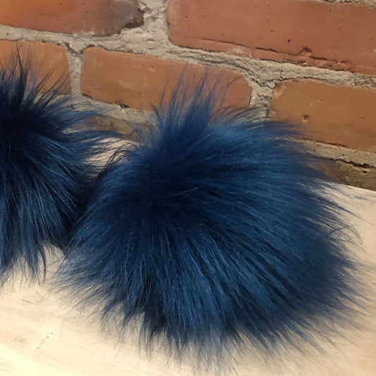 Teal Blue Faux Fur Pom, 5 Inch