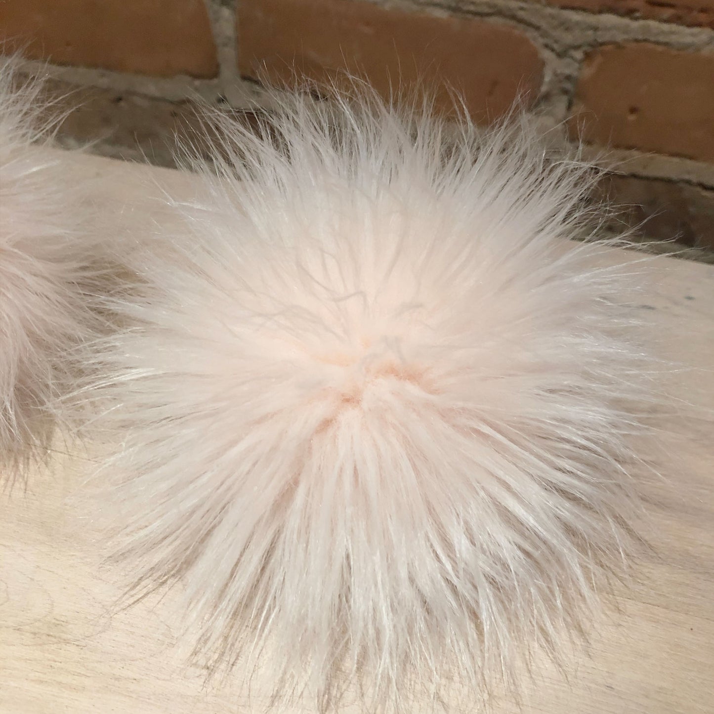 Pale Powder Peach Pink Faux  Pom, 5 Inch