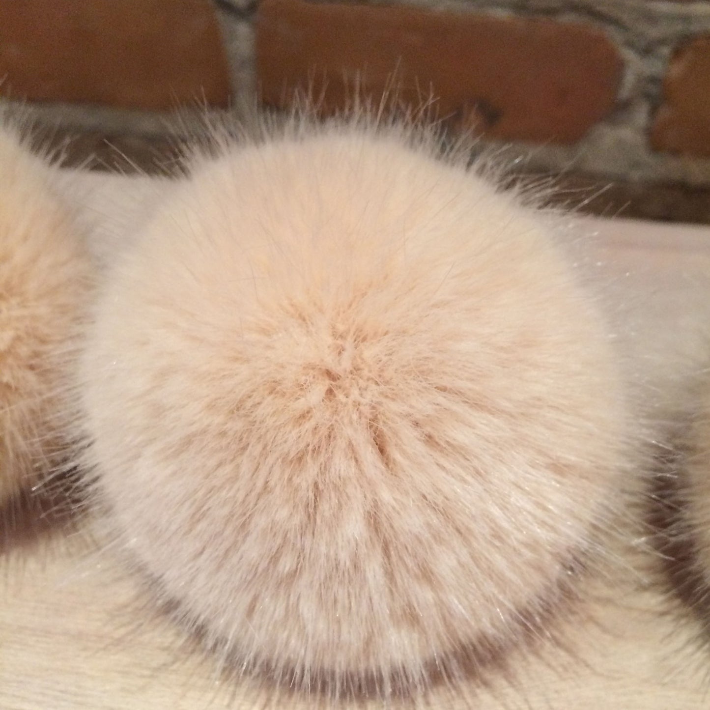 Peach Mink Faux Fur Pom, 3.5 Inch