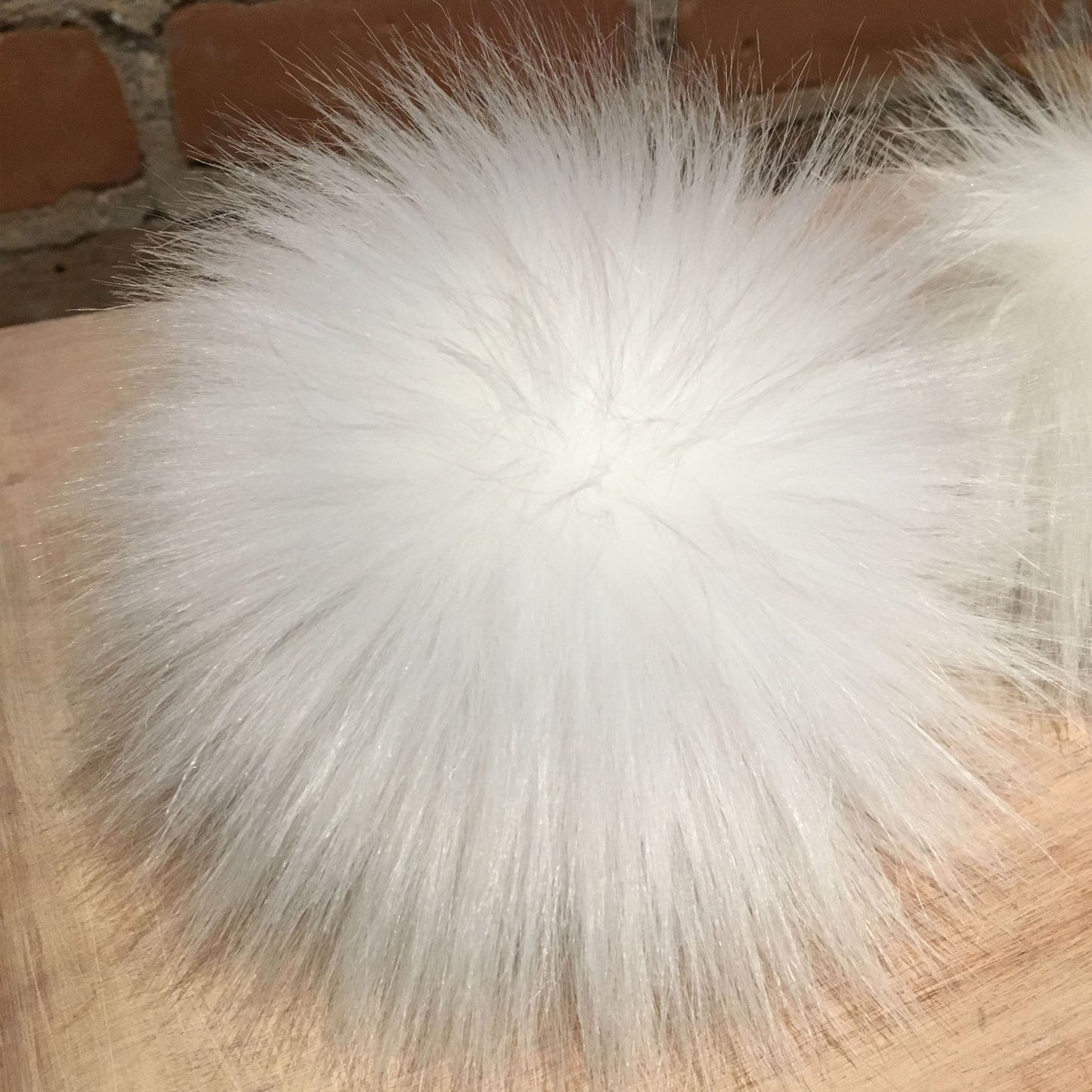 Bright Pure White Lamb Faux Fur Pom, 5 Inch