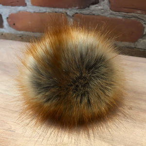 Vibrant Red Fox Faux Fur Pom Pom, 5-Inch