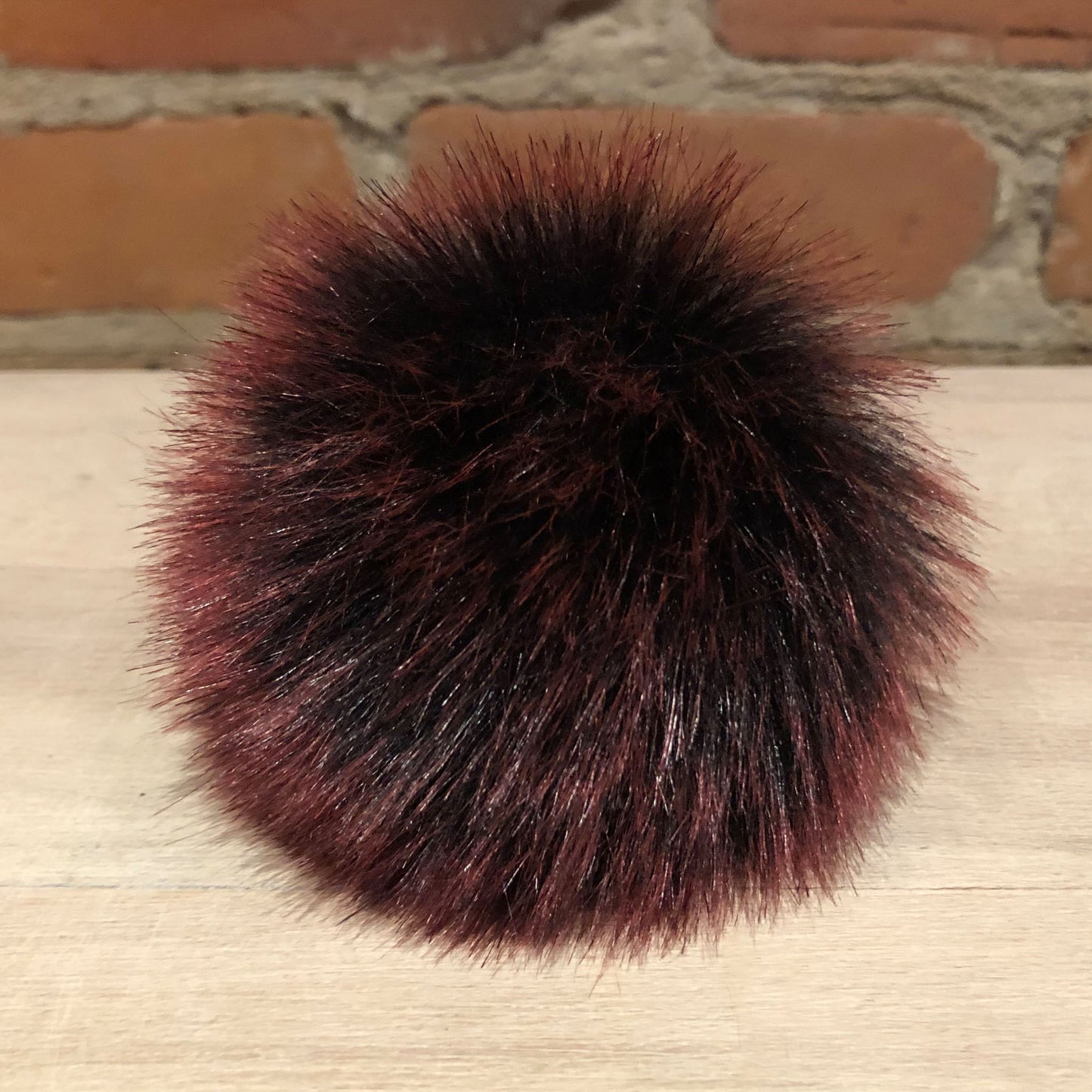 Burgundy Faux Fur Pom, 3.5 Inch