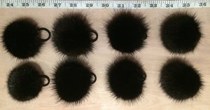 Black Mini Mink Fur Pom Pom, 2-Inch