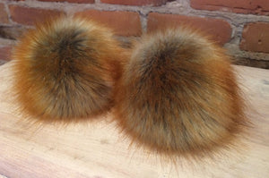 Vibrant Red Fox Faux Fur Pom Pom, 5-Inch