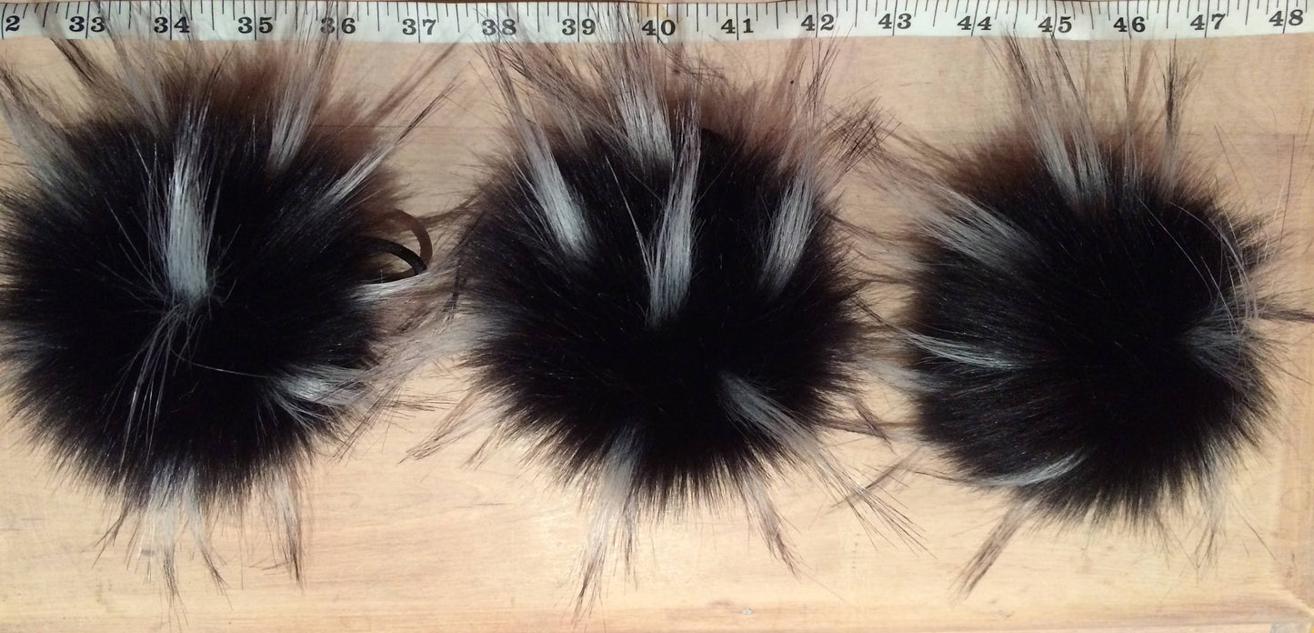 Spiky Black Pom Pom, Knit Hat Adornment, Faux Fur Pom, 5-Inch Fur Ball for Your Knit Hat, Winter Accessory, Knitting Supplies, Detachable, ellevintage.com