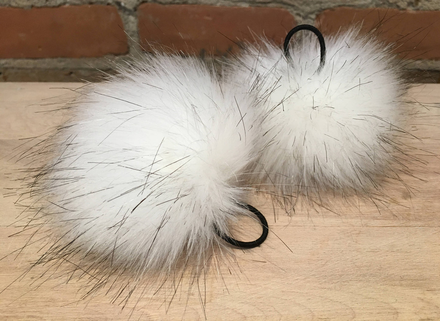 Blue Fox White Faux Fur Pom, 3.5 Inch