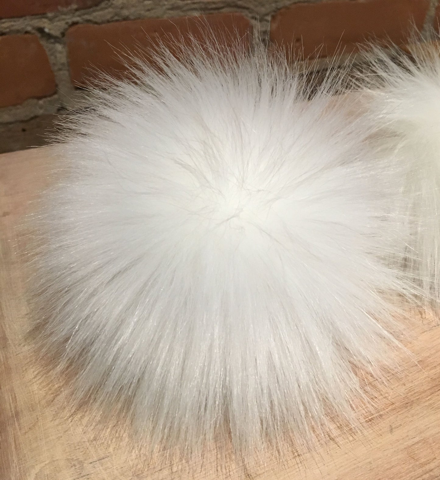 Bright Pure White Lamb Faux Fur Pom, 5 Inch