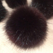 Load image into Gallery viewer, Burgundy Black Recycled Mink Fur Craft Pom
