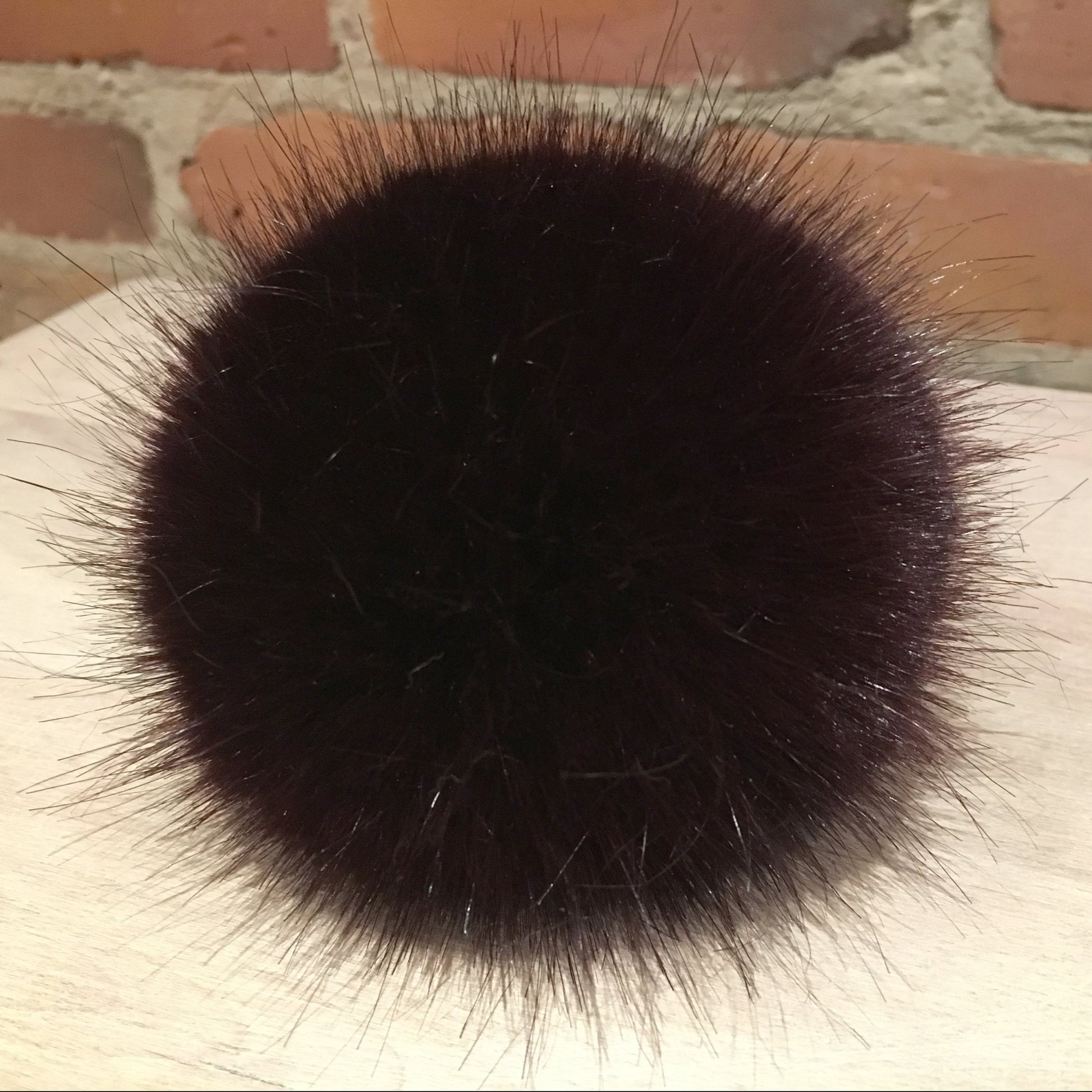 Burgundy Faux Pom, Black Mink Faux Pom Pom, 4-Inch Burgundy Black Fur Ball, Crochet Supply, Hat Bobble, Knitting Pom, Craft Pom, Detachable, elle Vintage