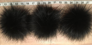 Fluffy Black Pom Pom, Wispy Black Faux Fox Fur, 5-Inch Fur Ball for Your Knit Hat, Beanie Adornment, Winter Accessory, Detachable Vegan Pom