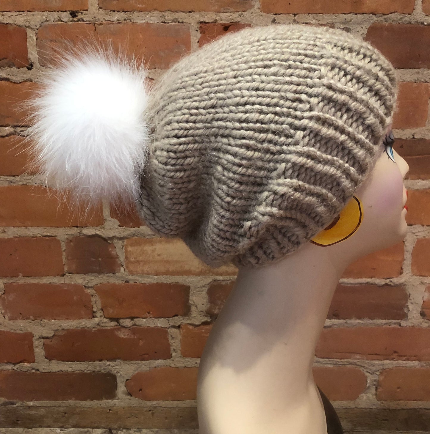 Bright Snowy White Faux Fur Pom, 4 Inch