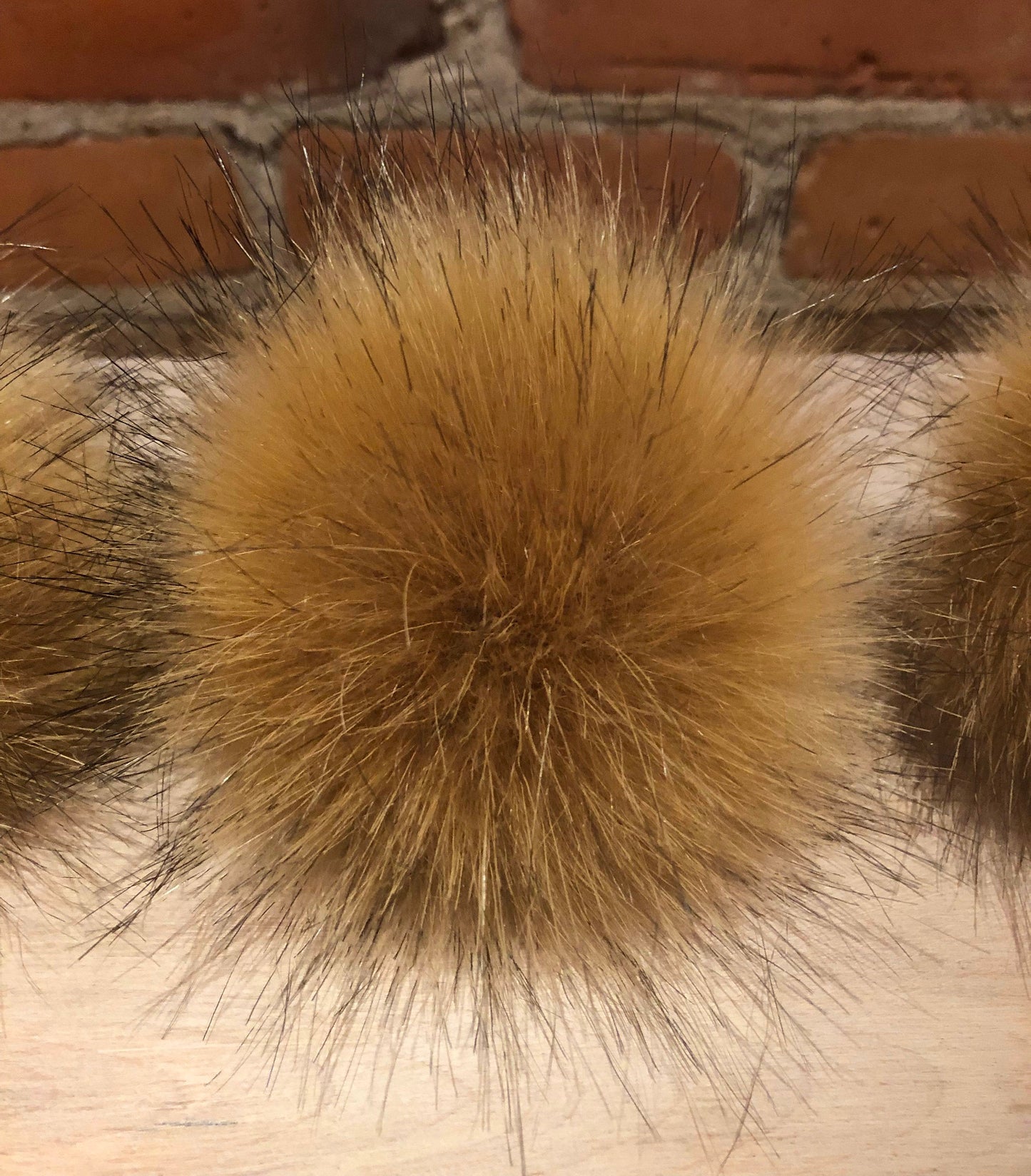 Golden Coyote Faux Fur Pom, 4 Inch