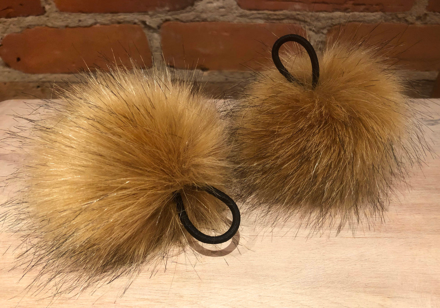 Golden Coyote Faux Fur Pom, 4 Inch