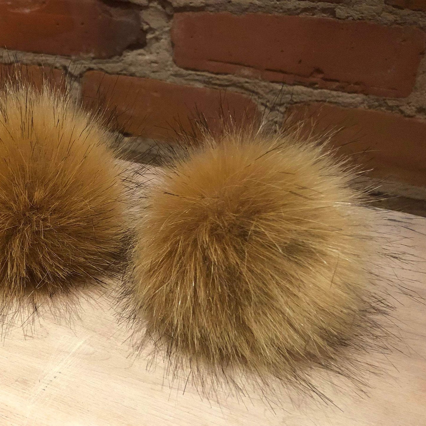 Golden Coyote Faux Fur Pom, 4 Inch