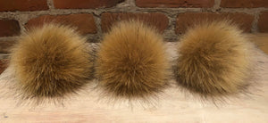 Golden Coyote Faux Fur Pom Pom, 4-Inch
