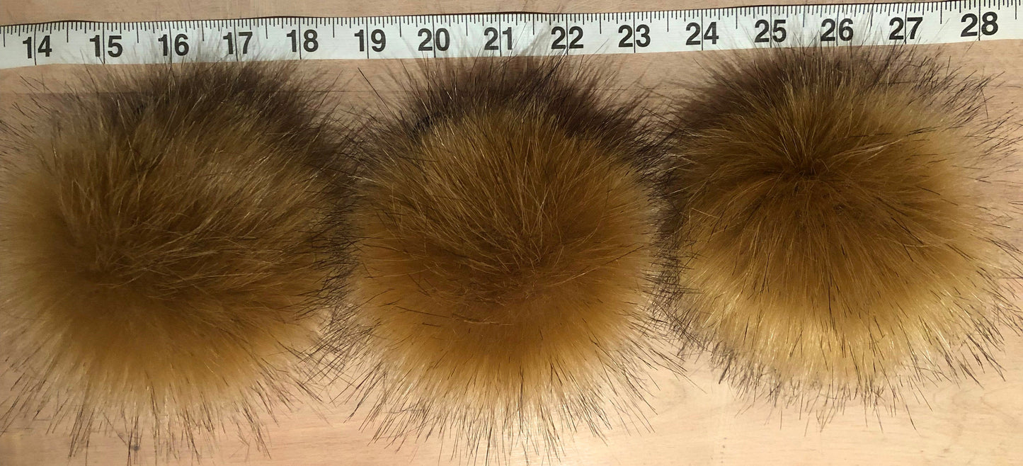 Golden Coyote Faux Fur Pom, 4 Inch