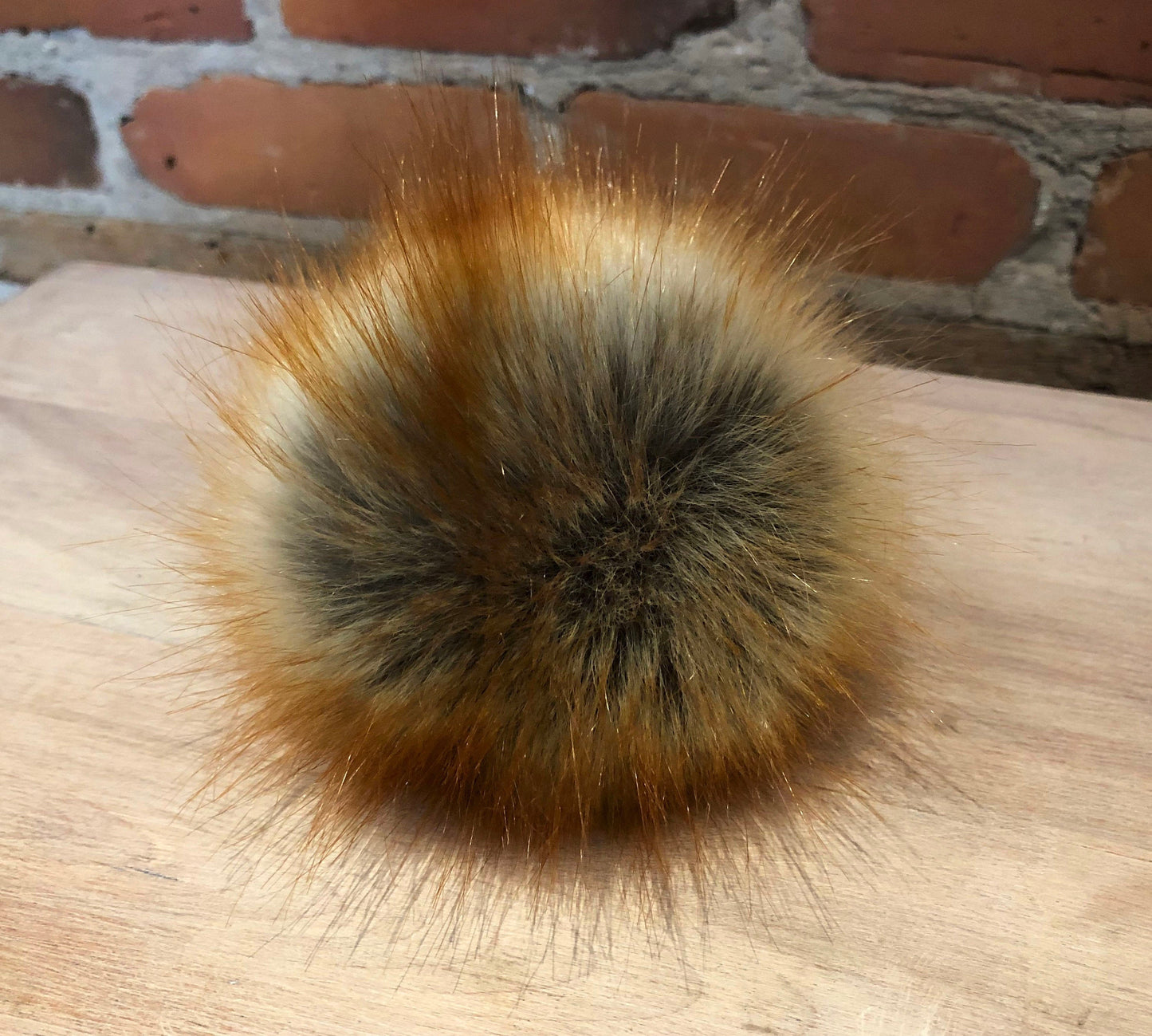 Vibrant Red Fox Faux Fur Pom, 5 Inch