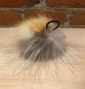 OOAK Multi-Colored Fox Fur Pom Pom, 3-Inch