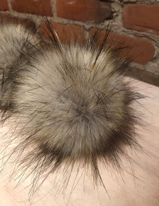 Grey Gold Coyote Faux Fur Pom Pom, 5-Inch