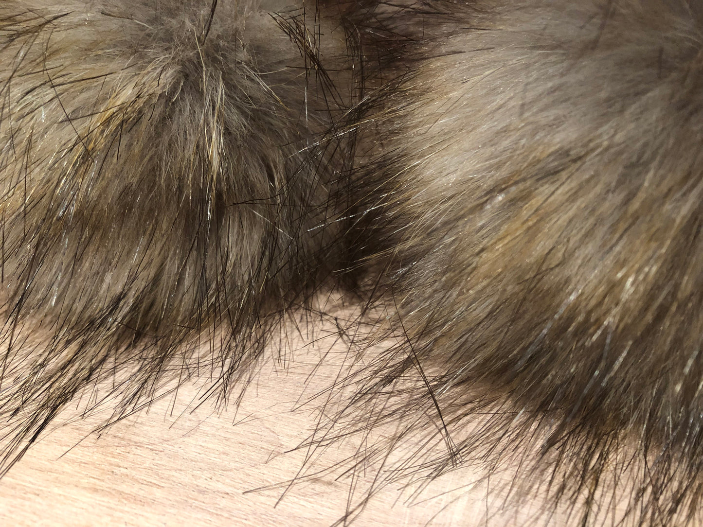 Grey Gold Coyote Faux Fur Pom, 5 Inch