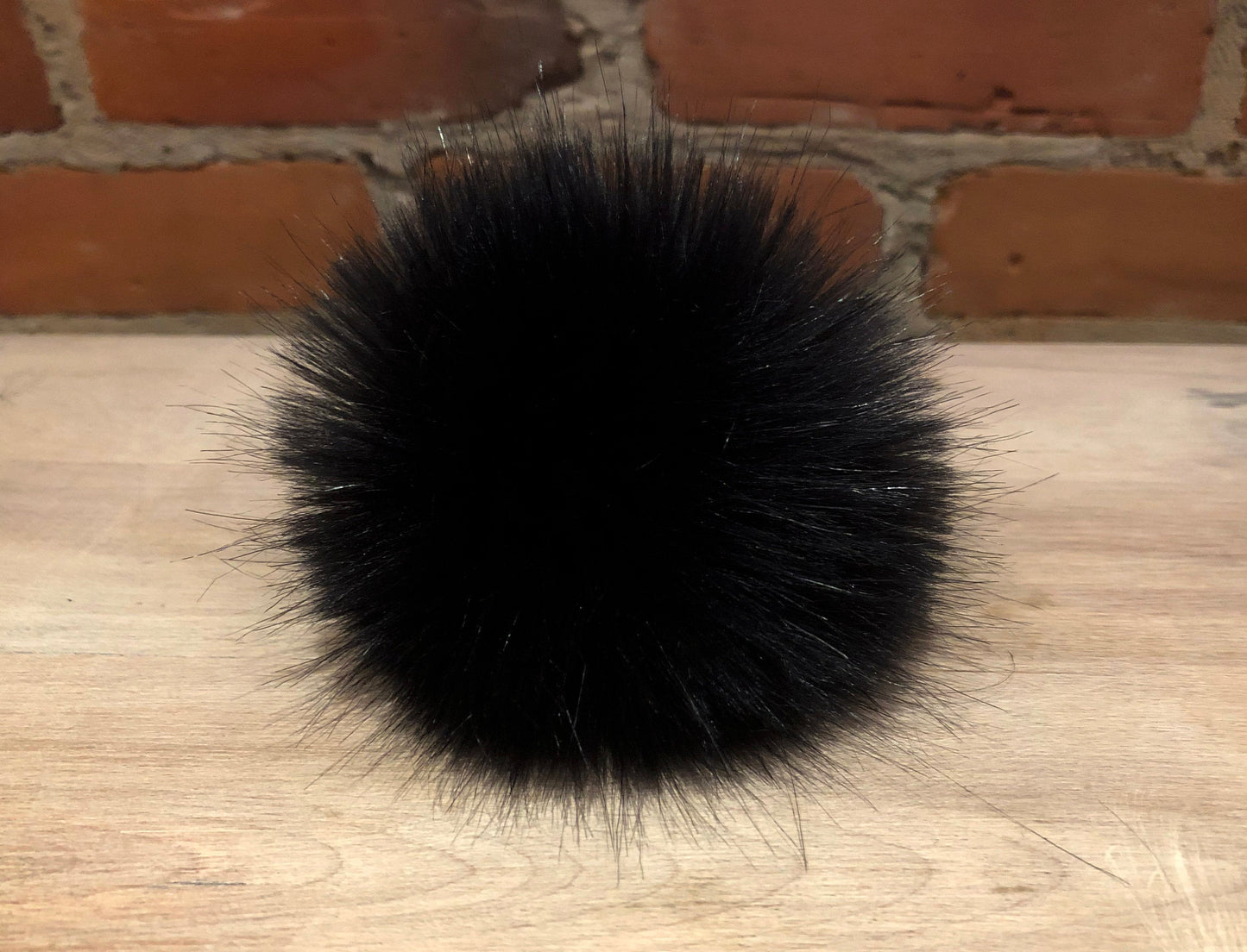 Raven Black Pom Pom, Faux Fur Blue Black Hat Pom, Small 3.5 Inch Fur Ball, Detachable Loop, Fake Fur Puff, Hat Topper, Winter Hat Accessory