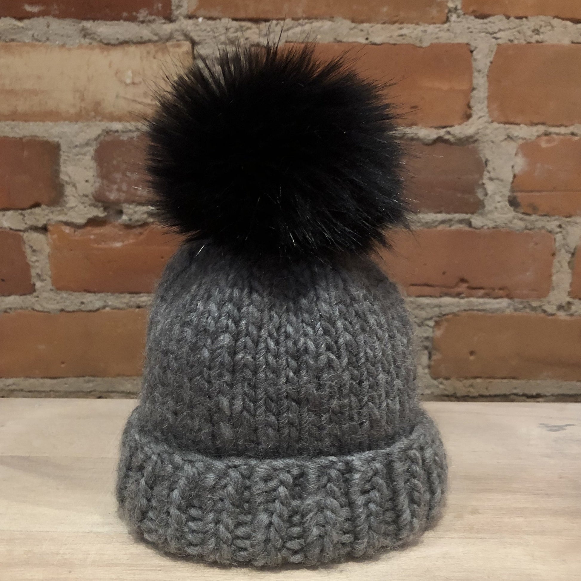 Raven Black Pom Pom, Faux Fur Blue Black Hat Pom, Small 3.5 Inch Fur Ball, Detachable Loop, Fake Fur Puff, Hat Topper, Winter Hat Accessory, ellevintage.com