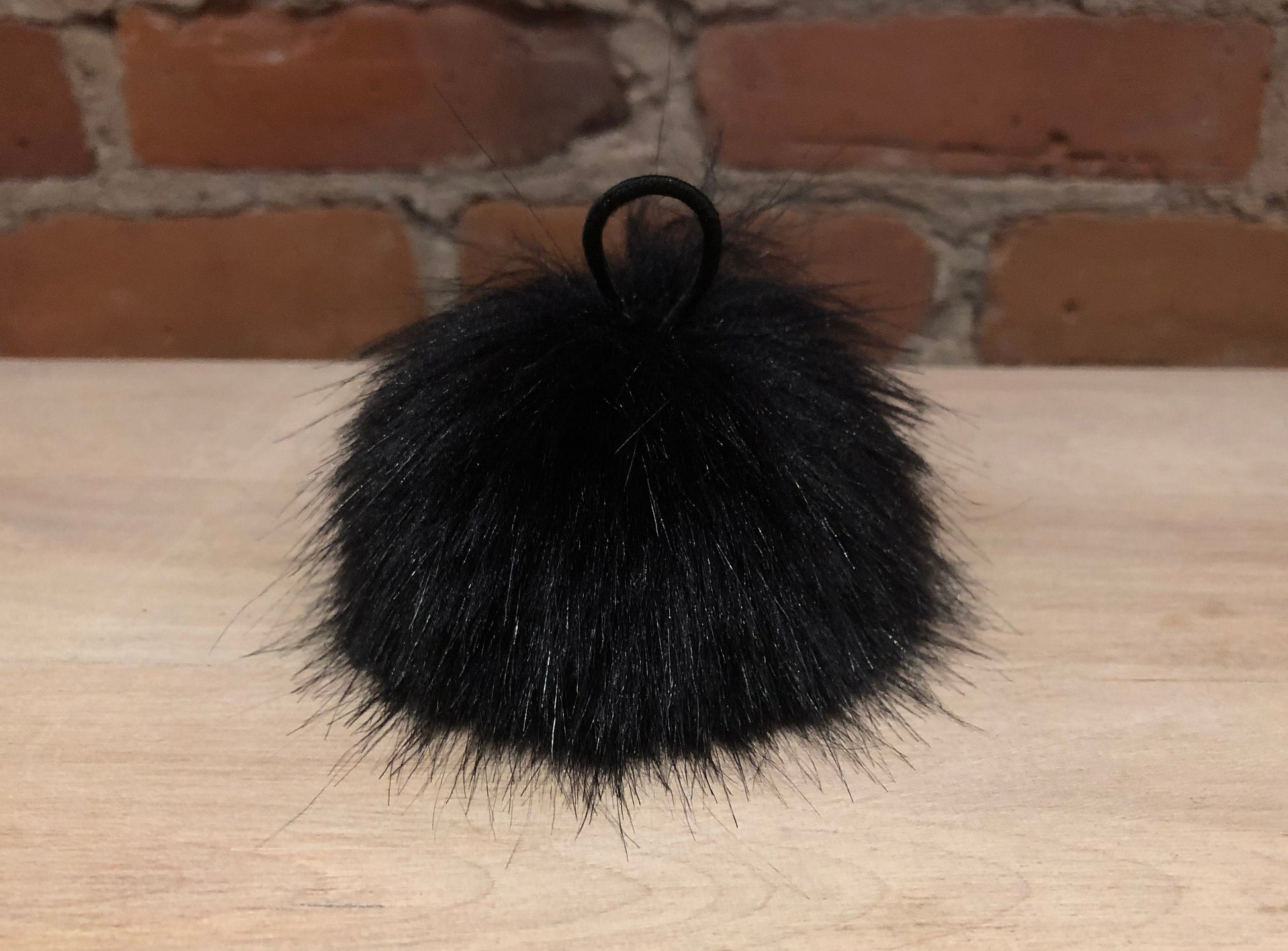 Raven Black Pom Pom, Faux Fur Blue Black Hat Pom, Small 3.5 Inch Fur Ball, Detachable Loop, Fake Fur Puff, Hat Topper, Winter Hat Accessory