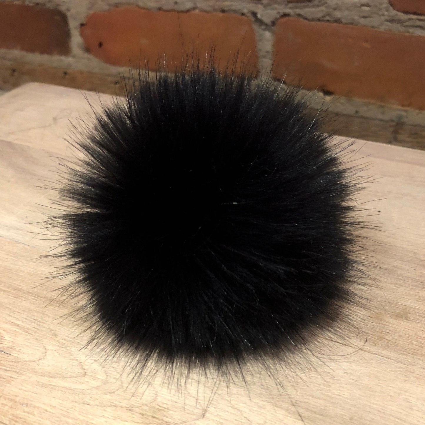 Raven blue black faux fur child hat pom pom