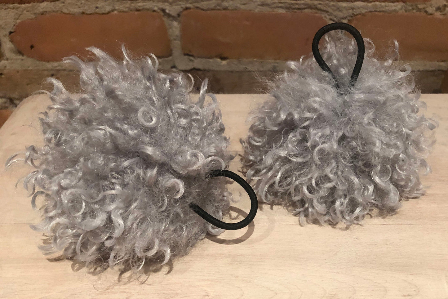 Grey Curly Lamb Hat Pom, 5 Inch