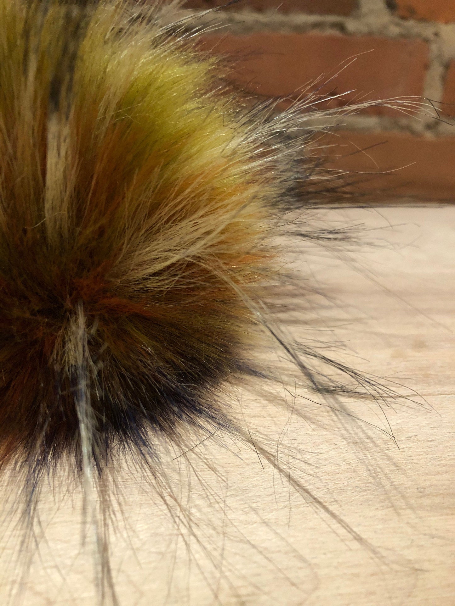 Rainbow Finn Raccoon Faux Fur Pom, 5 Inch