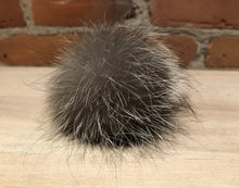 Load image into Gallery viewer, Charcoal Silver Fox Fur Pom Pom, 2.5-Inch
