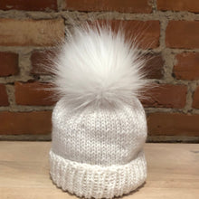 Load image into Gallery viewer, Small Pure White Faux Fur Pom Pom for Baby&#39;s Knit Hat
