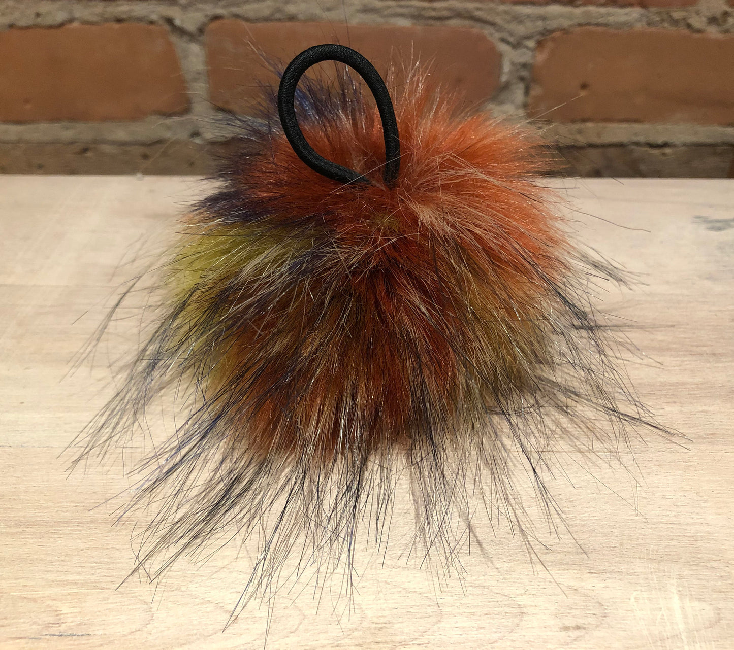 Rainbow Finn Raccoon Faux Fur Pom, 4 Inch