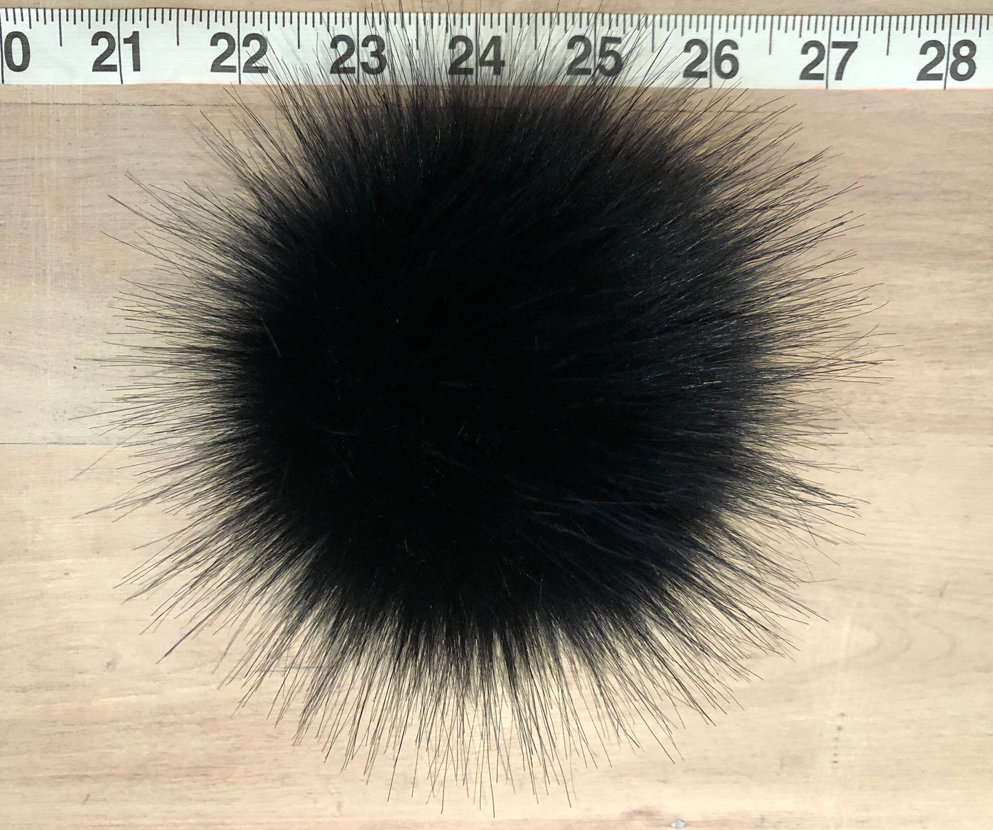 Jet Black Fox Faux Fur Pom, 3.5 Inch