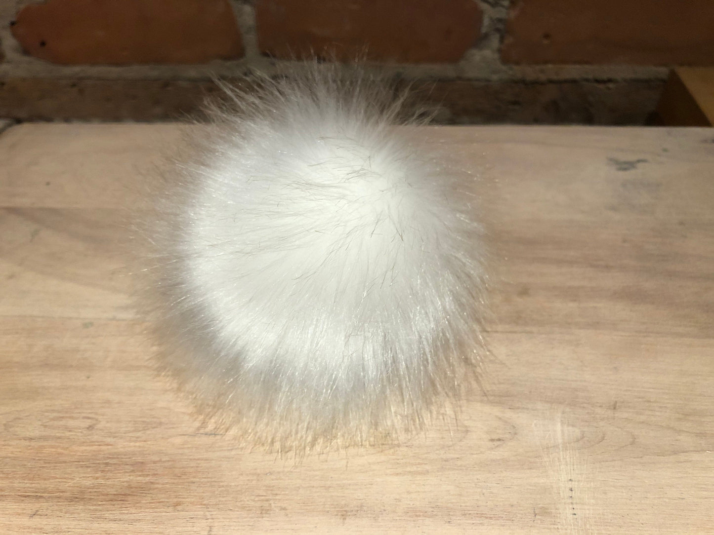 Glistening Ice White Faux Fox Fur Pom, 4 Inch