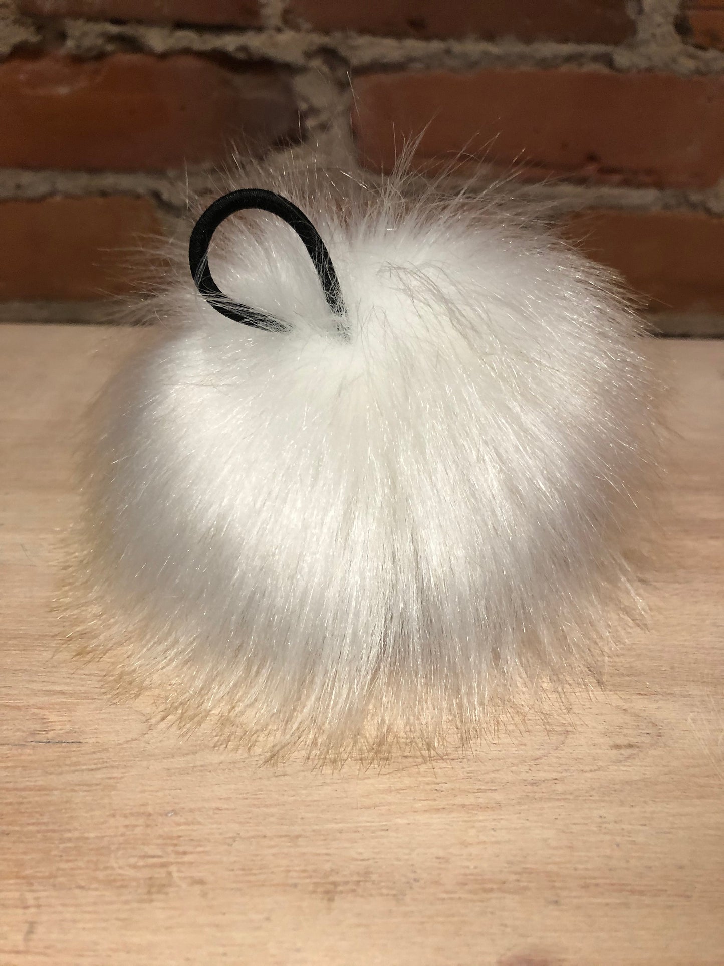 Glistening Ice White Faux Fox Fur Pom, 4 Inch