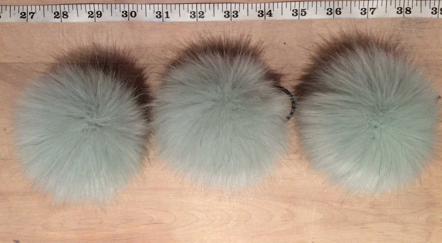 Mint Green Faux Fur Pom, 3 Inch