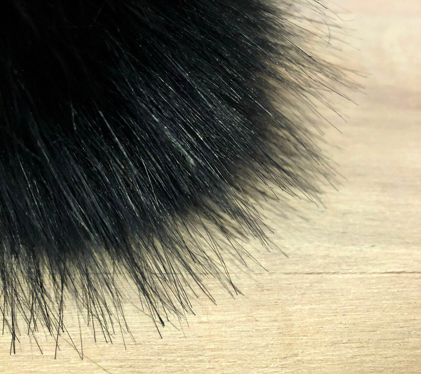 Jet Black Fox Faux Fur Pom, 3.5 Inch