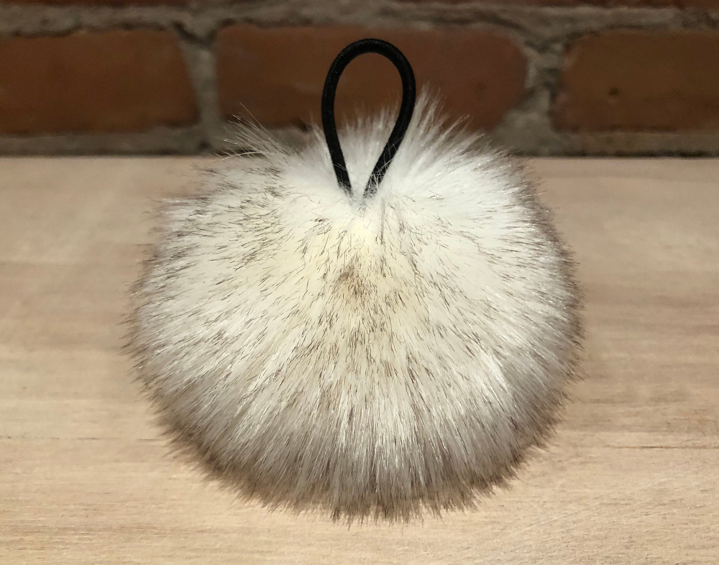 Ivory White Chinchilla Faux Fur Pom, 3.5 Inch