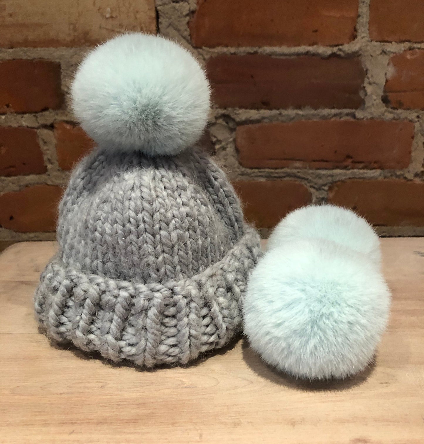 Fresh Mint Green Faux Fur Pom, 3 Inch