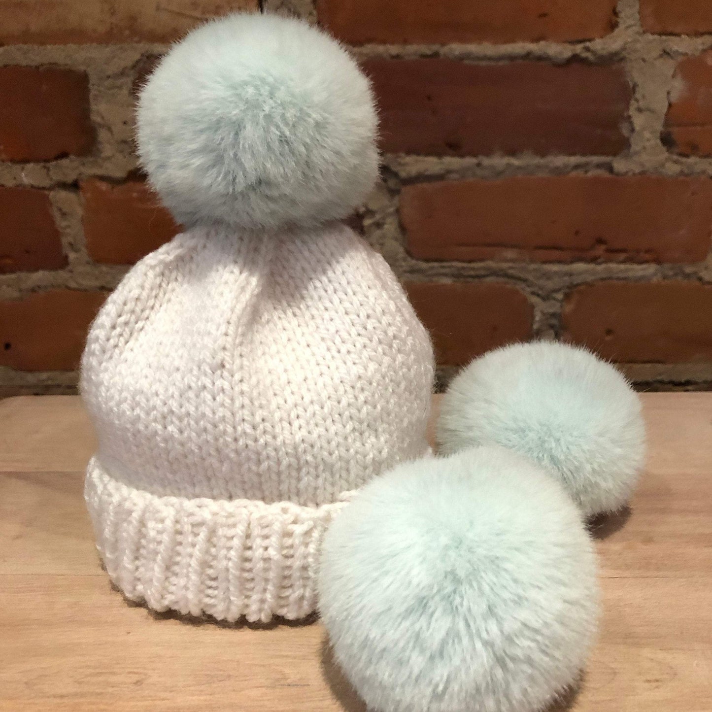 Fresh Mint Green Faux Fur Pom, 3 Inch