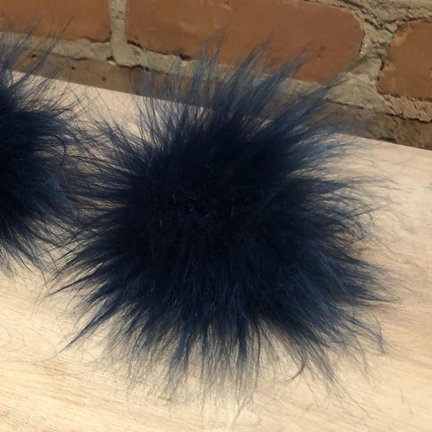 Teal Blue Faux Fur Pom, 3.5 Inch