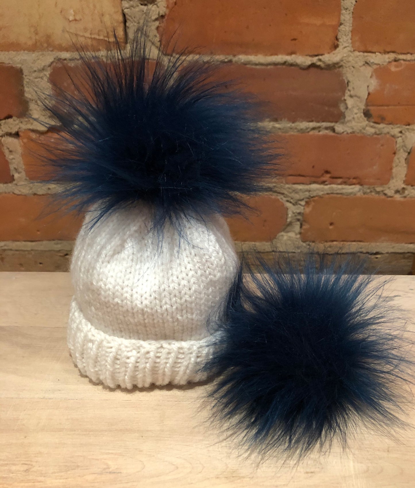 Teal Blue Faux Fur Pom, 3.5 Inch