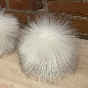 Salt and Pepper White Faux Fur Hat Pom